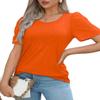 Womens Summer Tops Cute Solid Plain Short Sleeve Dressy Casual T Shirts Curved Hemline Shirts Women's Clothing Orange S view 3