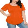 Womens Summer Tops Cute Solid Plain Short Sleeve Dressy Casual T Shirts Curved Hemline Shirts Women's Clothing Orange S view 4