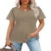 Shirts for Women Dressy Casual Summer Clothes Short Sleeve Loose Fit Flowy Business Work Outfits Women Blouses Camel XL view 2