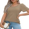 Shirts for Women Dressy Casual Summer Clothes Short Sleeve Loose Fit Flowy Business Work Outfits Women Blouses Camel XL view 3