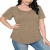 Shirts for Women Dressy Casual Summer Clothes Short Sleeve Loose Fit Flowy Business Work Outfits Women Blouses Camel XL view 4