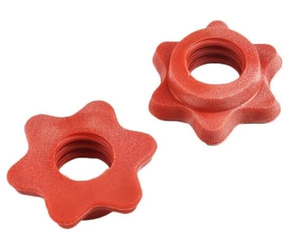 2Pcs Red Dumbbell Hex Nut 25mm Barbell Bar Hexagon Nuts Spin-Lock Collars for 1 Inch Standard Barbells Bar Collar Screw,Small in Size,Convenient to Carry Exercise Collars Sports and Outdoors