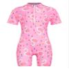 Yartina Little Girls One Piece Swimsuit Short Sleeve Rash Guard Swimwear Beach Sports Swimming Suit Pink 5-6 Years view 1