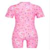 Yartina Little Girls One Piece Swimsuit Short Sleeve Rash Guard Swimwear Beach Sports Swimming Suit Pink 5-6 Years view 2