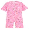 Yartina Little Girls One Piece Swimsuit Short Sleeve Rash Guard Swimwear Beach Sports Swimming Suit Pink 5-6 Years view 3
