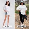 EXLURA Womens Summer Oversized T Shirts 2025 Casual Short Sleeve Loose Maternity Tops Crewneck Tunic Plus Gym Workout Top White view 2