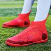 DISRATEBLU Kids Soccer Shoes Boys Girls Football Trainning Shoes Youth Firm Ground Athletic Turf Shoes Outdoor Professional Soccer Shoes Sneakers Red view 2