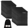 YMCCOOL 12pcs Non-woven Shoe Bags for Travel 12.6" X 17.3" Portable Shoe Bags with Clear Window, Large Drawstring Dustproof Travel Shoe Storage Bag for Men & Women, Black,XL Size view 1
