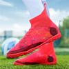 DISRATEBLU Kids Soccer Shoes Boys Girls Football Trainning Shoes Youth Firm Ground Athletic Turf Shoes Outdoor Professional Soccer Shoes Sneakers Red view 3