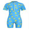 Yartina Little Girls One Piece Swimsuit Short Sleeve Rash Guard Swimwear Beach Sports Swimming Suit Blue 2-3 Years view 1