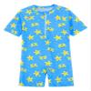 Yartina Little Girls One Piece Swimsuit Short Sleeve Rash Guard Swimwear Beach Sports Swimming Suit Blue 2-3 Years view 3