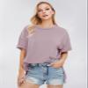 EXLURA Womens Summer Oversized T Shirts 2026 Casual Short Sleeve Loose Maternity Tops Crewneck Tunic Plus Gym Workout Top Grey Purple view 2