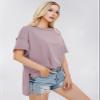 EXLURA Womens Summer Oversized T Shirts 2026 Casual Short Sleeve Loose Maternity Tops Crewneck Tunic Plus Gym Workout Top Grey Purple view 3