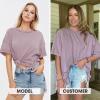 EXLURA Womens Summer Oversized T Shirts 2026 Casual Short Sleeve Loose Maternity Tops Crewneck Tunic Plus Gym Workout Top Grey Purple view 4