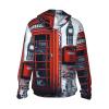 UPF 50+ Full Zip England UK Retro London Telephone Sun Protection Hoodie Jacket Long Sleeve with Pocket Sun Shirt Black view 2