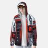 UPF 50+ Full Zip England UK Retro London Telephone Sun Protection Hoodie Jacket Long Sleeve with Pocket Sun Shirt Black view 4