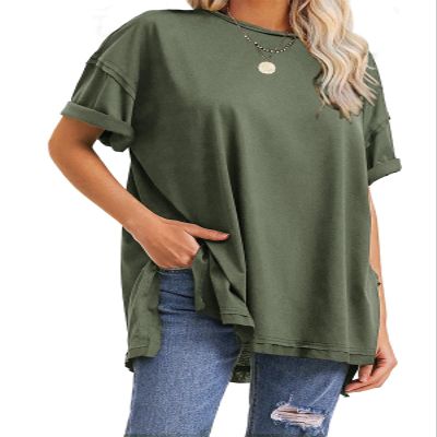 EXLURA Womens Summer Oversized T Shirts 2026 Casual Short Sleeve Loose Maternity Tops Crewneck Tunic Plus Gym Workout Top Army Green