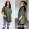 EXLURA Womens Summer Oversized T Shirts 2026 Casual Short Sleeve Loose Maternity Tops Crewneck Tunic Plus Gym Workout Top Army Green view 4