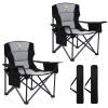 Oversized Camping Chairs 2 Pack - 450lbs Support Heavy Duty Folding Camp Chair Wide Portable Outside Collapsible Chairs with Carry Bag,Cooler,Cup Holder for Outdoor,Lawn,Sports,Baseball,Soccer-Black view 1