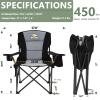 Oversized Camping Chairs 2 Pack - 450lbs Support Heavy Duty Folding Camp Chair Wide Portable Outside Collapsible Chairs with Carry Bag,Cooler,Cup Holder for Outdoor,Lawn,Sports,Baseball,Soccer-Black view 3