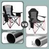 Oversized Camping Chairs 2 Pack - 450lbs Support Heavy Duty Folding Camp Chair Wide Portable Outside Collapsible Chairs with Carry Bag,Cooler,Cup Holder for Outdoor,Lawn,Sports,Baseball,Soccer-Black view 4