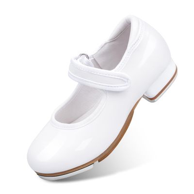 Stelle Tap Shoes for Girls Toddler Boys Dance Shoes(White,13ML)