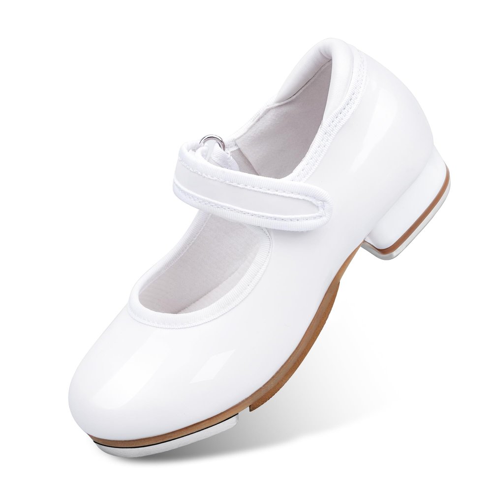 Stelle Tap Shoes for Girls Toddler Boys Dance Shoes(White,13ML)