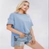 EXLURA Womens Summer Oversized T Shirts 2026 Casual Short Sleeve Loose Maternity Tops Crewneck Tunic Plus Gym Workout Top Grey Blue view 3
