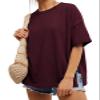 EXLURA Womens Summer Oversized T Shirts 2026 Casual Short Sleeve Loose Maternity Tops Crewneck Tunic Plus Gym Workout Top Wine Red view 1