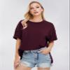 EXLURA Womens Summer Oversized T Shirts 2026 Casual Short Sleeve Loose Maternity Tops Crewneck Tunic Plus Gym Workout Top Wine Red view 3