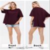 EXLURA Womens Summer Oversized T Shirts 2026 Casual Short Sleeve Loose Maternity Tops Crewneck Tunic Plus Gym Workout Top Wine Red view 4