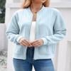 WROLEM Women's Zip Up Cardigan Sweater Cable Hoodies Long Sleeve Jacket Outfits Crewneck Casual Coat Light Blue view 2
