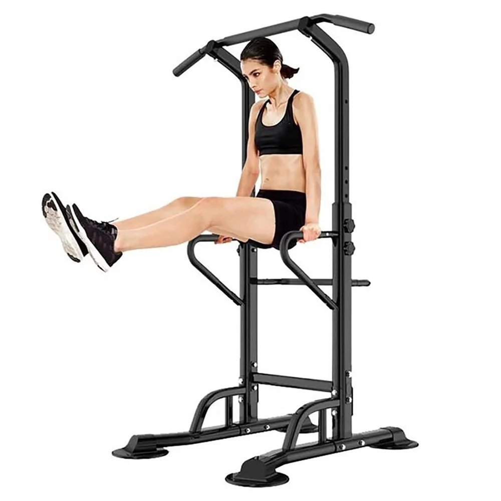 NaKeah Power Tower Dip Station Pull Up Bar Multi-Function Adjustable Strength Training Workout Equipment Suitable for Home Fitness Exercise,Black