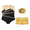Fldy Kids Girls Gymnastics Leotards Set Sleeveless Dancing Athletic Biketard Unitard with Workout Shorts Tumbling Outfit A&Gold 12 view 3