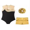 Fldy Kids Girls Gymnastics Leotards Set Sleeveless Dancing Athletic Biketard Unitard with Workout Shorts Tumbling Outfit A&Gold 12 view 4