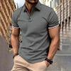 2024 Mens Shirts Casual Stylish Button Down Short Sleeve Polo Shirt Summer Vacation Shirts Loose Athletic Pullover Tee Dark Gray 2X view 2