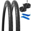 2-PCS 700C Road Bike Tires 700 X 35C/37-622 and 700C Heavy Duty Bike Tubes Presta Valve and 2 Rim Strips Compatible with 700X33C 700X34C 700X35C 700X36C 700X37C Bike Bicycle Tires and Tubes (Y-1078) view 1
