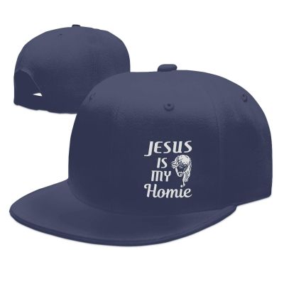 NineFit Basics Jesus is My Homie Flat Brim Visor Hat Hip Hop Baseball Cap Funny Trucker Hats Men Women Sunhat Navy Blue
