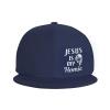 NineFit Basics Jesus is My Homie Flat Brim Visor Hat Hip Hop Baseball Cap Funny Trucker Hats Men Women Sunhat Navy Blue view 4