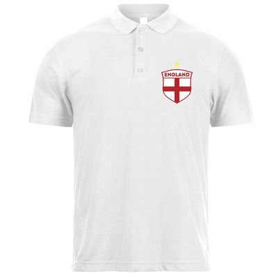 lepni.me Mens England Football Polo Shirt Name and Number, English Flag Badge Personalised Jersey, European Championship 2024 (XL White Without Print)