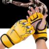 MMa Gloves Sparring Hybrid Open Palm Martial Arts Mitts Men Women Leather Wrist Support Sports Boxing Glove Training Gloves Muay Thai Boxing Gloves for Kickboxing Muay Thai MMA Heavy Bag(yellow) view 2