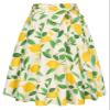 Belle Poque Floral Skirts for Women High Waisted Summer Midi Skirt Vintage A Line Skirt White Lemon Flowers, S view 1