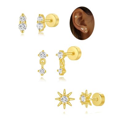 Angelady Flat Back Earrings for Women, 14K Gold Plated Flat Back Stud Earrings, Helix Cartilage Earrings Conch Piercing Jewelry, 18G|20G Flatback Earring Hypoallergenic, Valentines Day Gifts