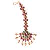 TARINIKA Antique Gold Maang Tikka Indian Headpiece Jewelry for Wedding & Festive Occasions | CZ Stone & Brass Alloy | Traditional Hair Accessories for Women (Floral Bloom Antique(Red Green)) view 1