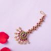 TARINIKA Antique Gold Maang Tikka Indian Headpiece Jewelry for Wedding & Festive Occasions | CZ Stone & Brass Alloy | Traditional Hair Accessories for Women (Floral Bloom Antique(Red Green)) view 3