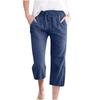 maisdgop Yoga Pants Women Fashion Solid Color High Waist Capris Elastic Drawstring Pant with Pockets Sports Running Capri view 1