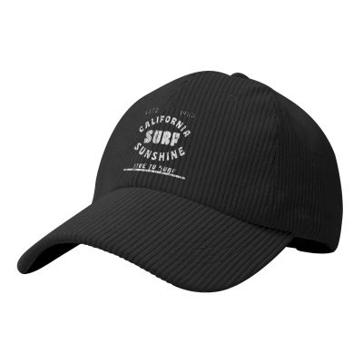 California Surfer Vintage Print Baseball Cap for Men Women Caps Corduroy Hat Trucker Hats Black