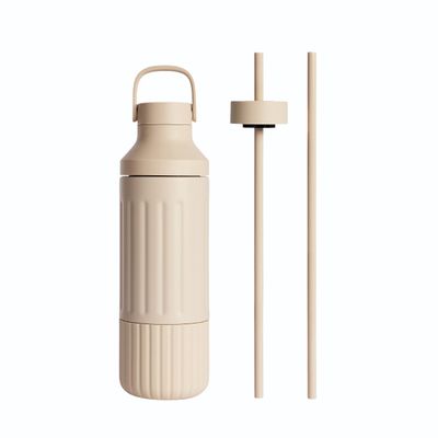 BEAST Health Stainless Steel Water Bottle, 22 oz, Insulated Stainless Steel, Leak-Proof, Reusable Straw System, Portable Carry Cap, BPA-Free, Dishwasher Safe (Sand)