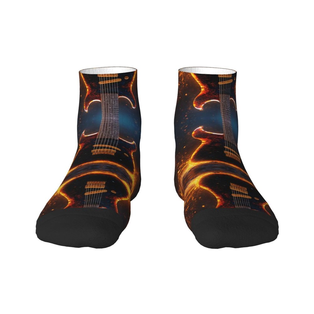 ZISHAK Electric Guitar Print Comfortable Straight Tube Socks,Ideal For Sports And Leisure Activities