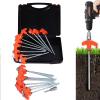 20 Pack 8" Screw in Tent Stakes for Drilling with Hex Heads - Heavy Duty Stainless Steel Tent Pegs/Nails/Spikes, Ground Anchors, Grow in Dark - for Camping, Grassland, Portable Box (Orange) view 1
